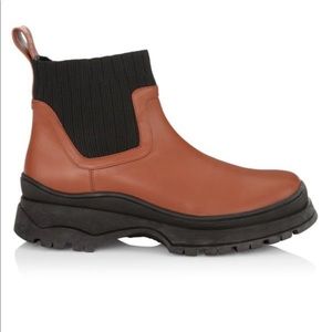 STAUD Bow Lug-Sole Leather Sock Boots